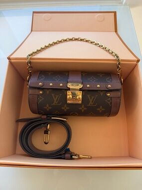Louis Vuitton Monogram Mini Trunk Bag in Brown and Gold